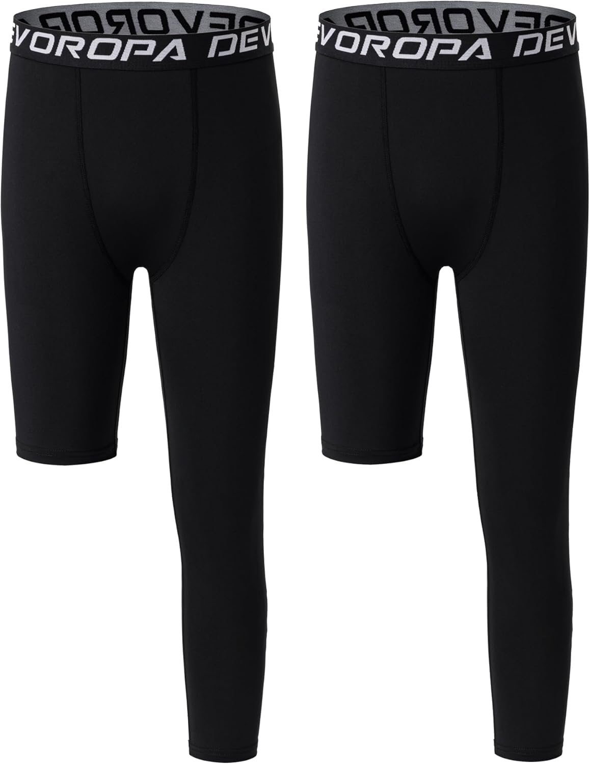 DEVOROPA Youth Boys One Leg Compression Pants for Basketball 3/4 Leggings Sports Tights Kids Athletic Soccer Base Layer - Image 7