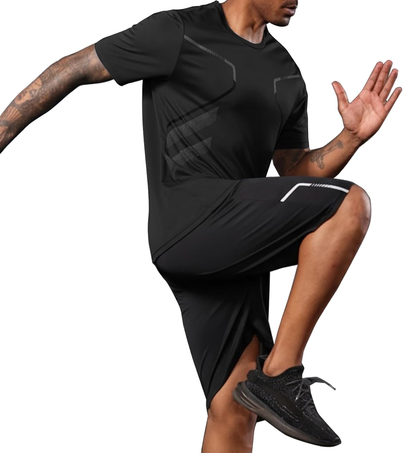 BUYJYA 3 Pack Men's Gym Shorts Shirt Set Workout Athletic Basketball Running Football Elastic Waist with Pocket Gifts - Image 4