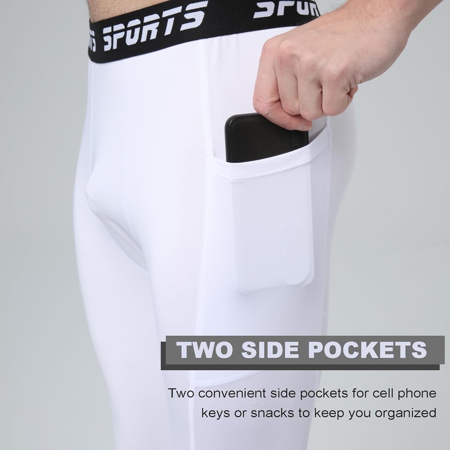Men's 3/4 Compression Pants with Pocket - Performance Sportswear for Running Basketball Gym and Outdoor Activities - Image 6
