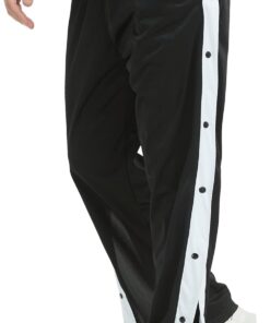 THWEI Mens Tear Away Basketball Pants Casual High Split Snap Button Post Surgery Sweatpants