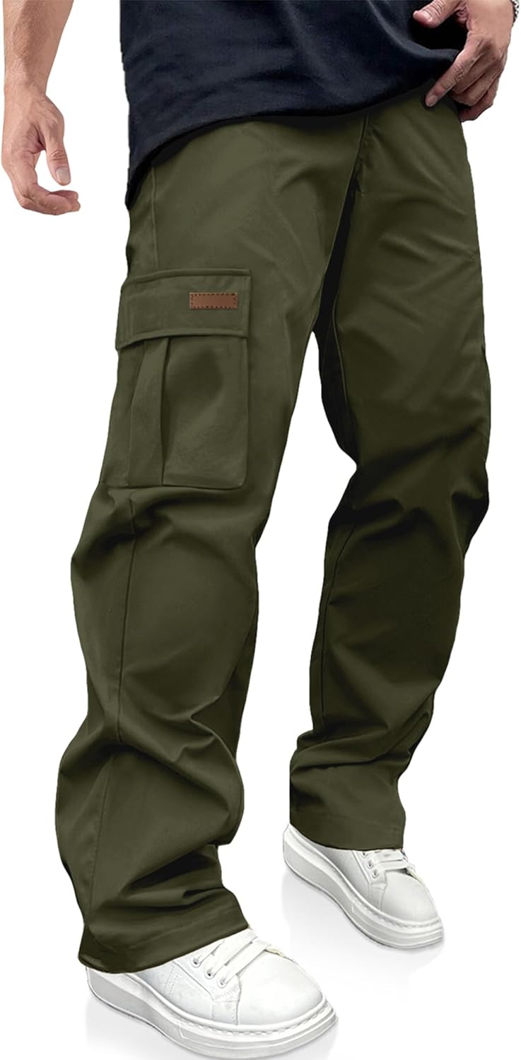 PLEPAN Men's Casual Cargo Pants Drawstring Hiking Pants Workout Tactical Joggers Sweatpants for Men - Image 17