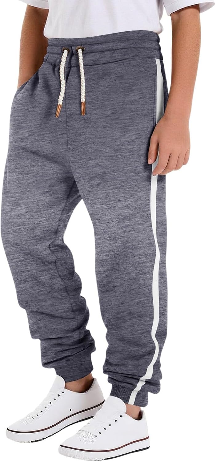 Boy's Fleece Cargo Sweatpants Athletic Basketball Joggers Sweat Pants Drawstring Elastic Waist Open Bottom Pants with Pockets - Image 17