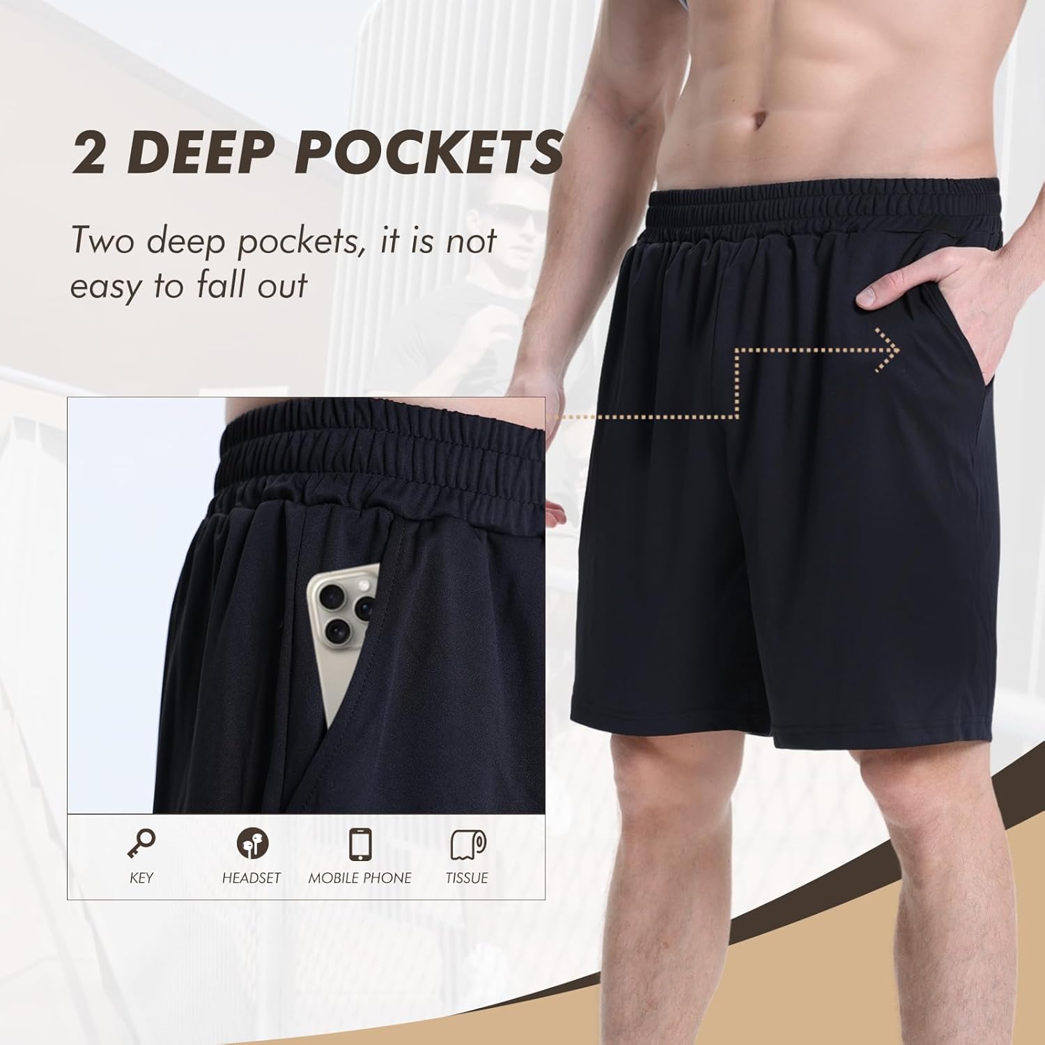 7 Pack Mens Athletic Shorts - Gym Basketball Running Workout Quick Dry Black Shorts with Pockets for Casual Performance - Image 2
