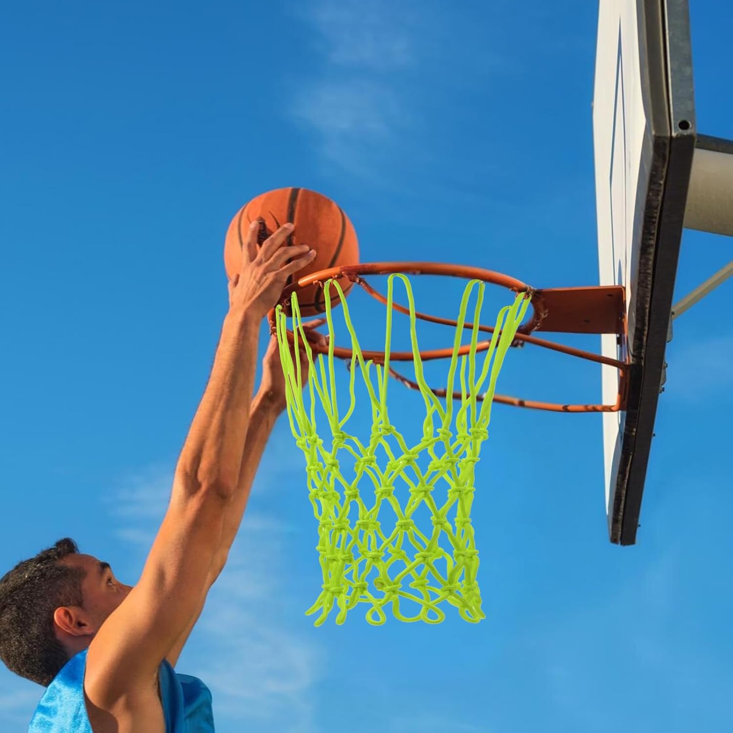 Glow in The Dark Basketball Net, Night Light Basketball Hoop Net, Glow Basketballs Nets Heavy Duty Fluorescent Yellow Outdoor Replacement Basketballs Nets, Anti-Whip for Indoor, Outdoor - Image 4