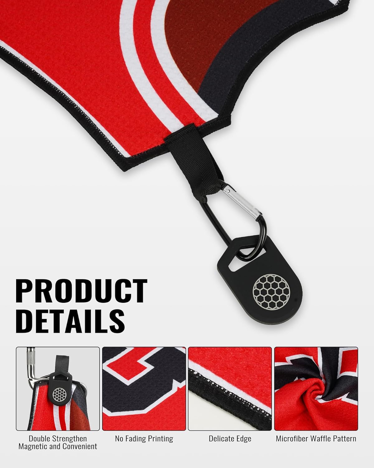 BIG TEETH Golf Towels for Golf Bags, Magnetic Golf Towel with Clip, Funny Golf Towel Basketball Jerseys Shapes, Sports Style (Red NO.23 Magnetic) - Image 6