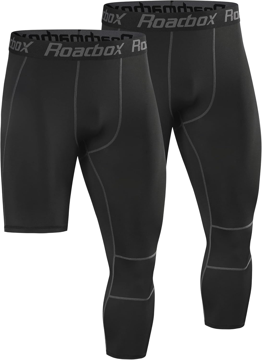 Roadbox Men's One Leg Compression Tights Pants, 3/4 Basketball Football Single Leg Leggings, Athletic Base Layer Underwear - Image 9