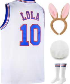 Youth Basketball Jerseys #10 Lola Space Jerseys for 8-18Y Kids with Head Hoop & Socks