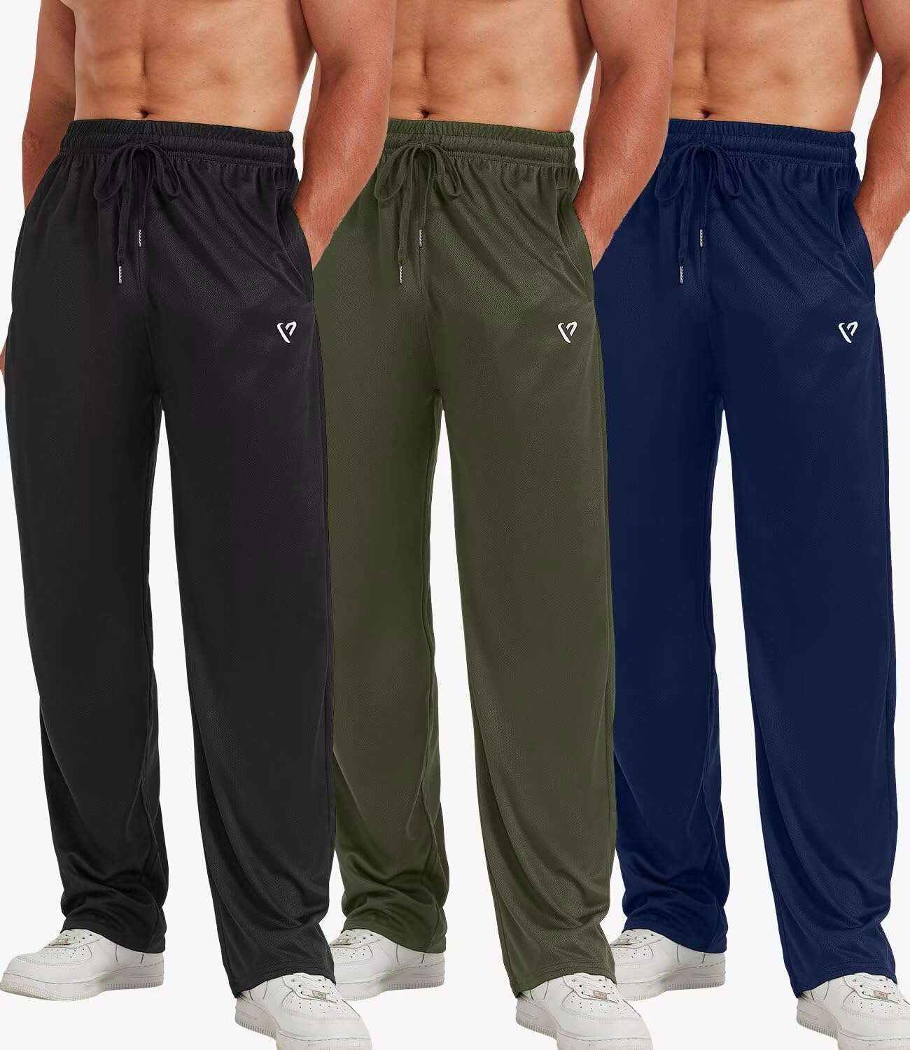 5 Pack Mens Sweatpants Open Bottom Joggers for Men with Zip Pockets Loose Fit Mesh Athletic Pants for Running,Casual - Image 3