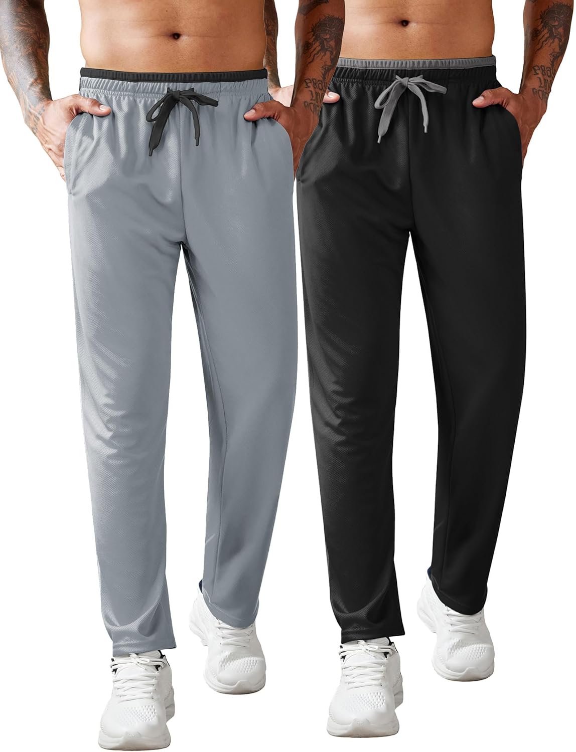 COOFANDY Mens Athletic Workout Pants Open Bottom Sweatpants Mesh Gym Pants for Runnning, Training,Casual - Image 11