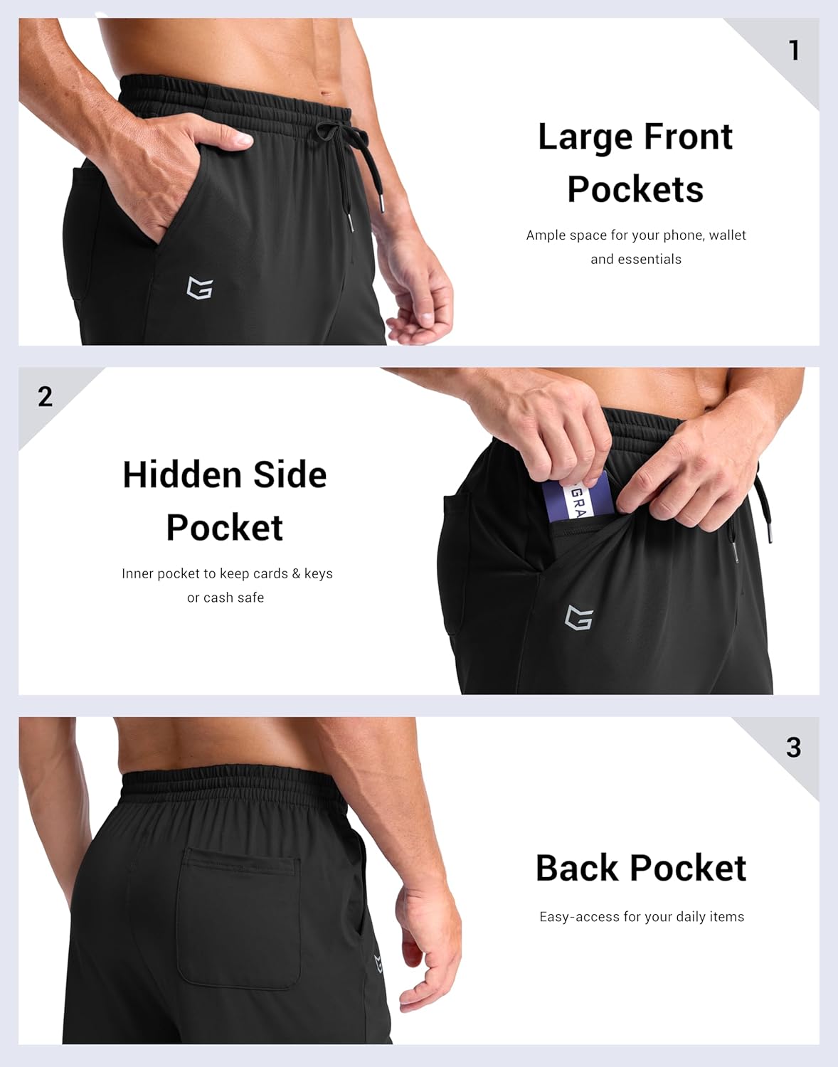 G Gradual Men's Yoga Sweatpants Soft Lounge Casual Pants Open Bottom Stretchy Athletic Sweat Pants with Pockets - Image 5