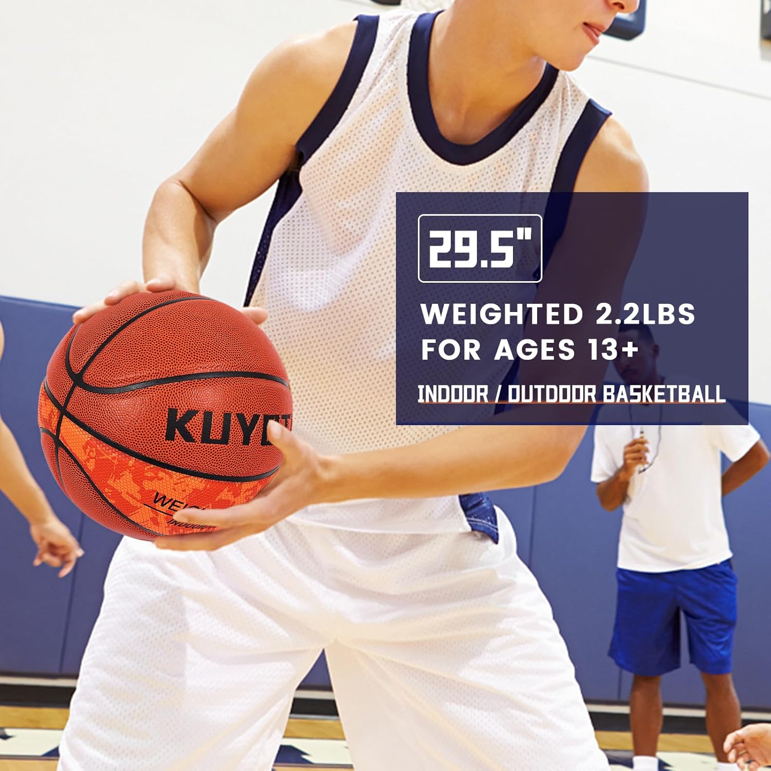 KUYOTQ 2.2LBS Weighted Heavy Size 7 29.5" Basketball Training Equipment Basketball Composite Leather Indoor Outdoor for Adult Youth Improving Ball Handling Dribbling Passing Skill (Deflated) - Image 4
