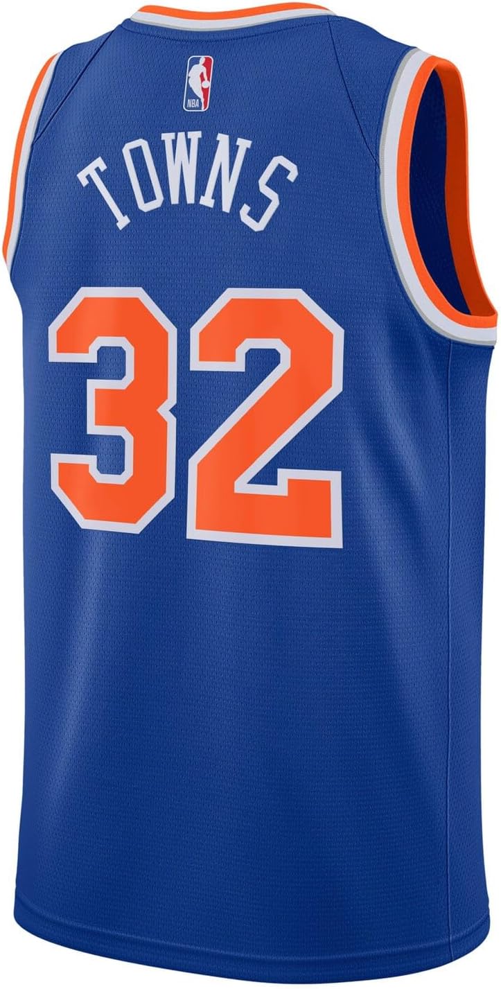 Karl-Anthony Towns New York Knicks NBA Kids Youth 8-20 Blue Icon Edition Swingman Jersey - Image 3