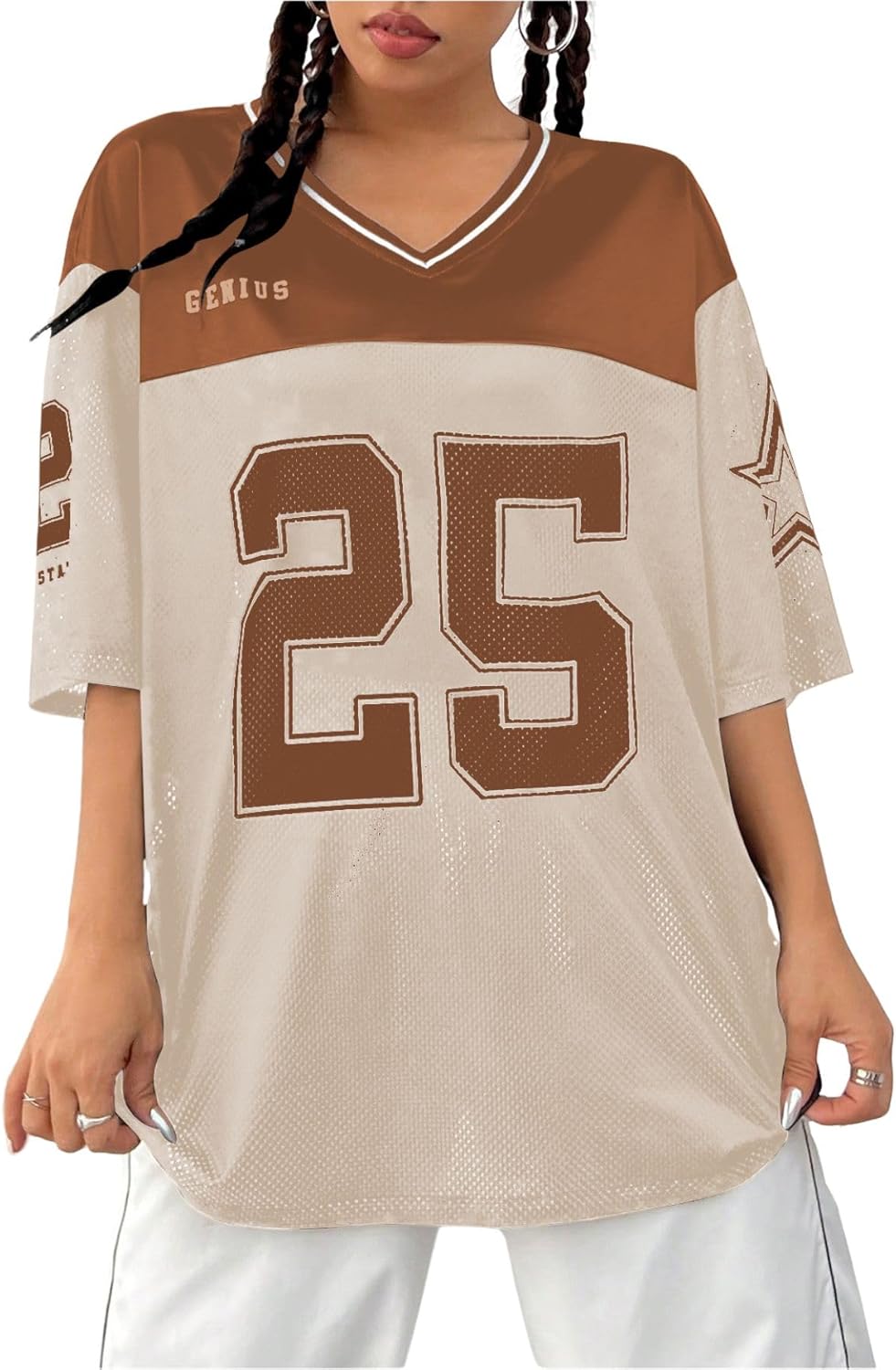 Verdusa Jersey Shirts for Women Y2K Graphic Tees Oversized Streetwear T Shirt V Neck Football Jersey - Image 8