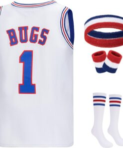 Lola #10 Bugs #1 Bunny Jerseys Halloween Costumes Set Space Movie Basketball Jersey with Headband Knee Socks