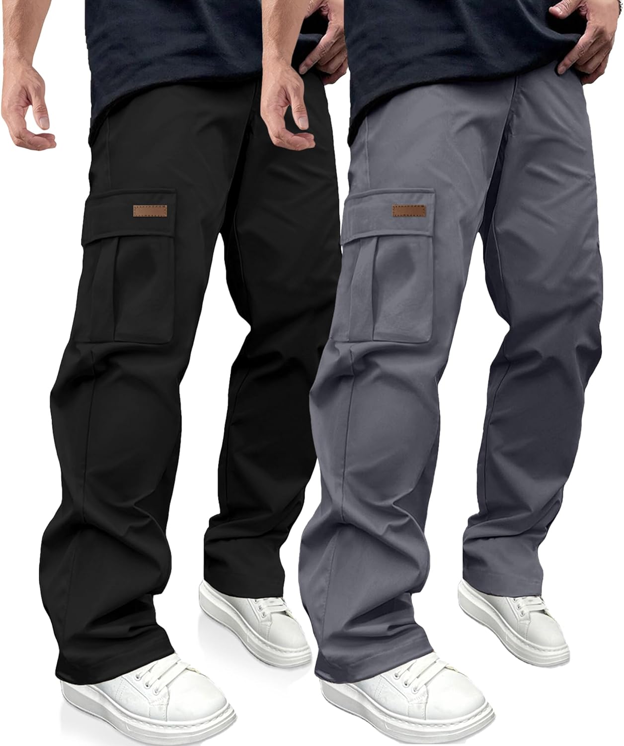 PLEPAN Men's Casual Cargo Pants Drawstring Hiking Pants Workout Tactical Joggers Sweatpants for Men - Image 11