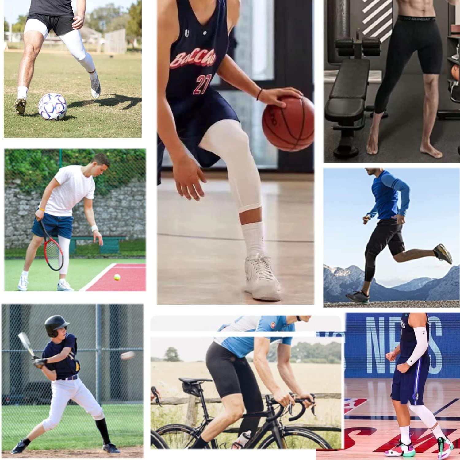 Men's Compression Sport Pants Single Leg 3/4 Base Layer Basketball Leggings Athletic One Leg Capri Tights Running - Image 6