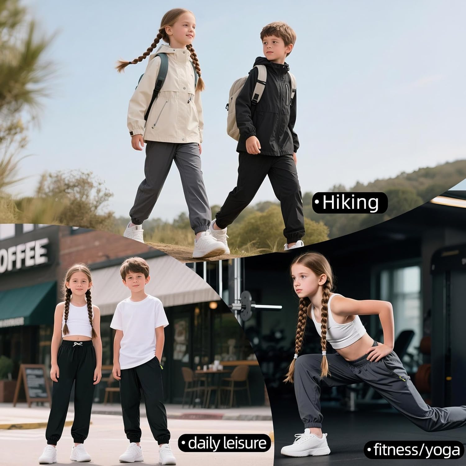MEILONGER Boys Girls Sweatpants Kids Teenager Jogging Training Pants Elastic Waistband Sports Active Bottoms - Image 2
