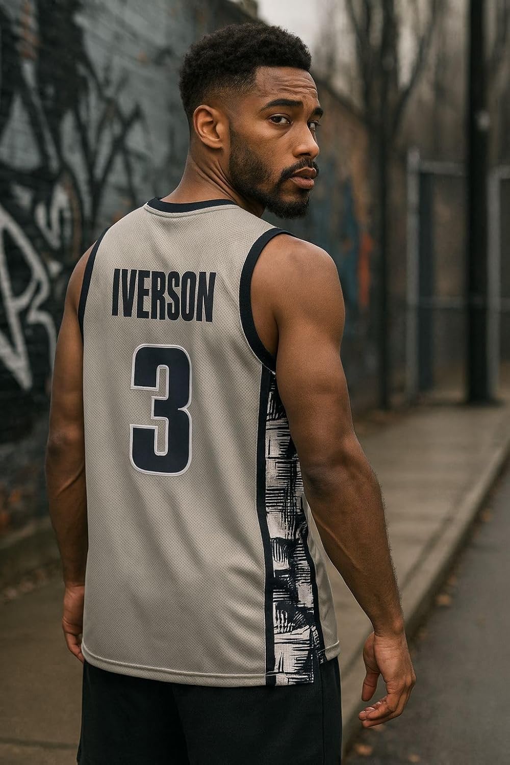 Men's #3 Ivenson Basketball Jersey S-XXXL Gray, 90s Hip Hop Clothing,Stitched Letters and Numbers - Image 6