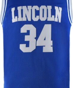 Mens Lincoln #34 Jesus Shuttlesworth High School Movie Basketball Jersey for Adult White/Blue