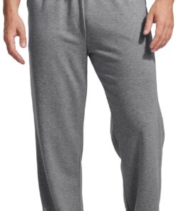 PINSPARK Men's Sweatpants Open Bottom Athletic Jogger Sweatpants Uncuffed Baggy Sweat Pants Cotton Lounge Pants with Pockets
