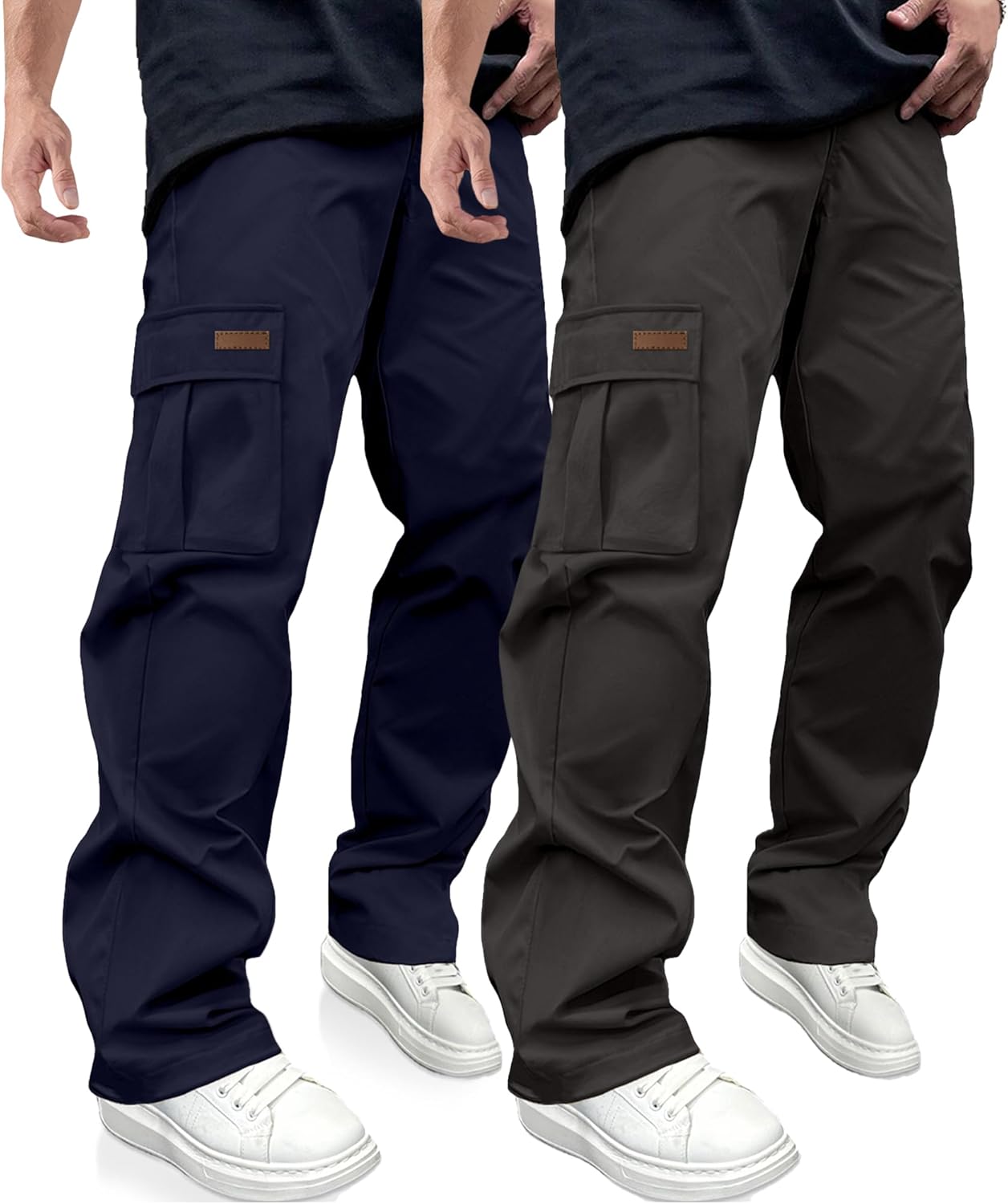 PLEPAN Men's Casual Cargo Pants Drawstring Hiking Pants Workout Tactical Joggers Sweatpants for Men - Image 12