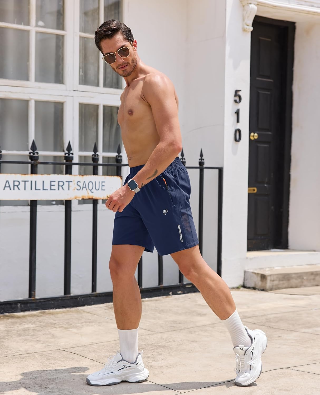 Men's Athletic Running Shorts with Zipper Pockets Quick Dry Drawstring 7" Gym Shorts for Basketball Workout Jogging - Image 6