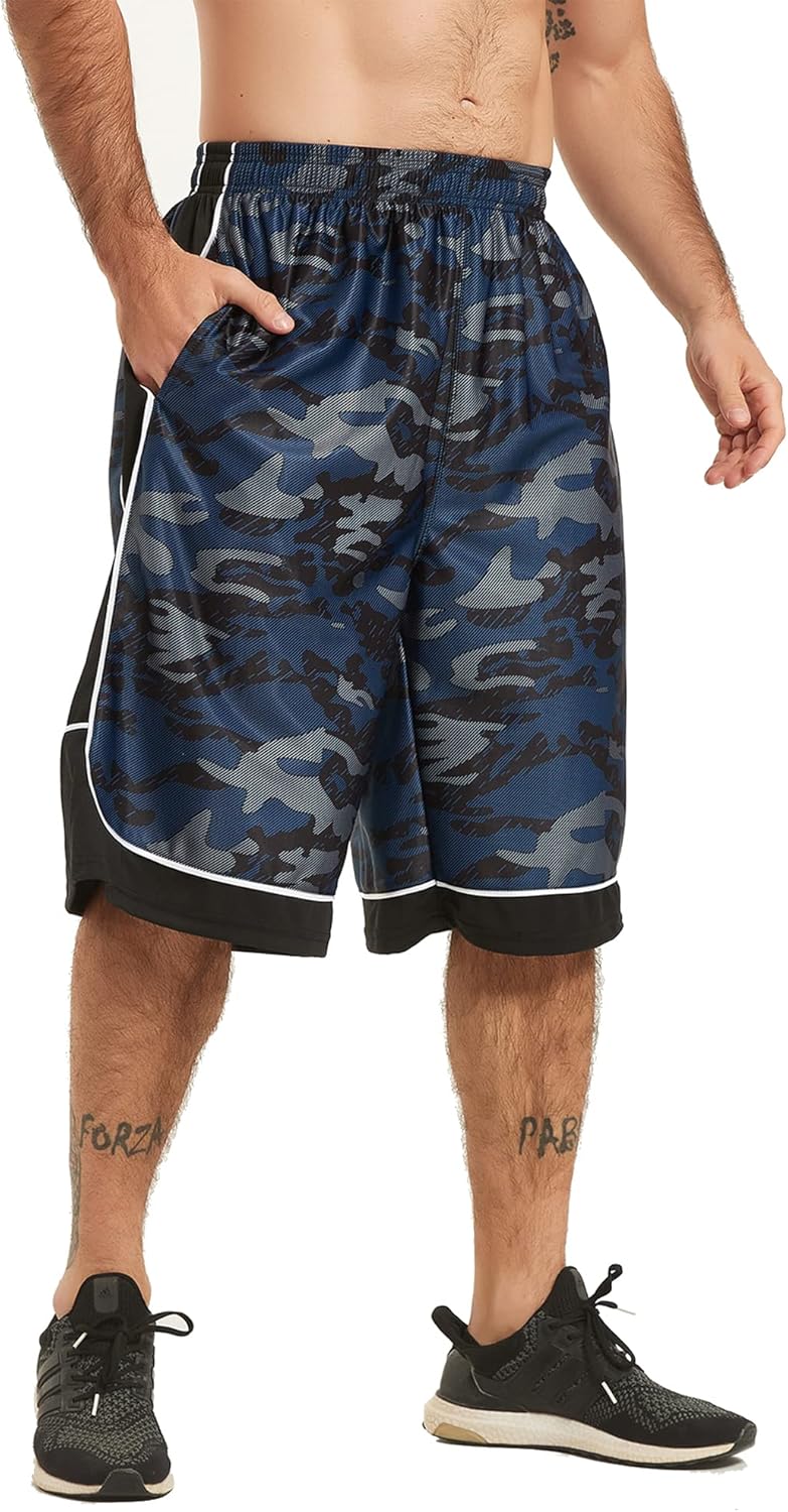 HQUEC Men's 12" Athletic Shorts Long Basketball Workout Shorts Below Knee Loose-Fit with Pockets - Image 17