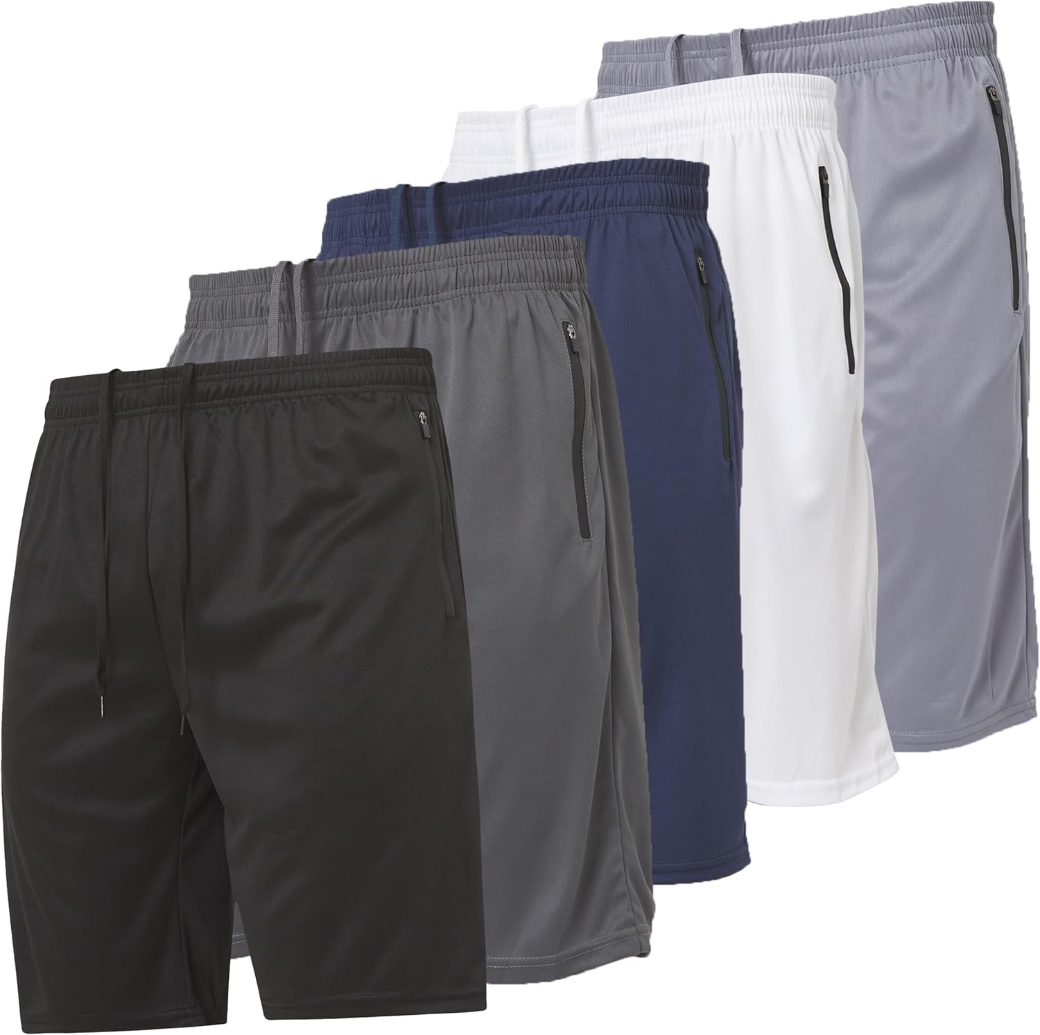 Ultra Performance Mens 5 Pack Athletic Running Shorts, Basketball Gym Workout Shorts for Men with Zippered Pockets - Image 10