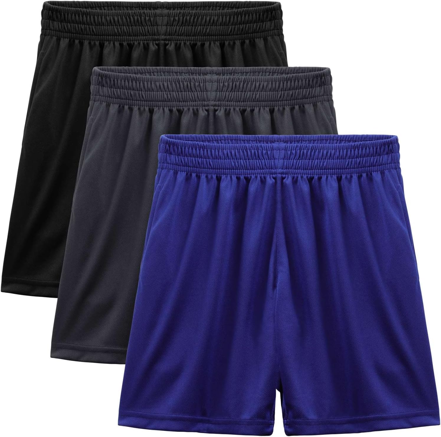 4-Pack Boy's Athletic Shorts Elastic Waistband Quick Dry Youth Basketball Shorts with Pockets (Ages 7-15) - Image 7