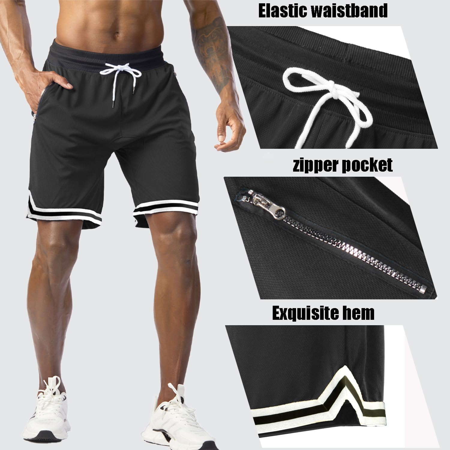 Men's Basketball Shorts.Breathable, Stretchy, Quick-Dry with Zipper Pocket - Image 4