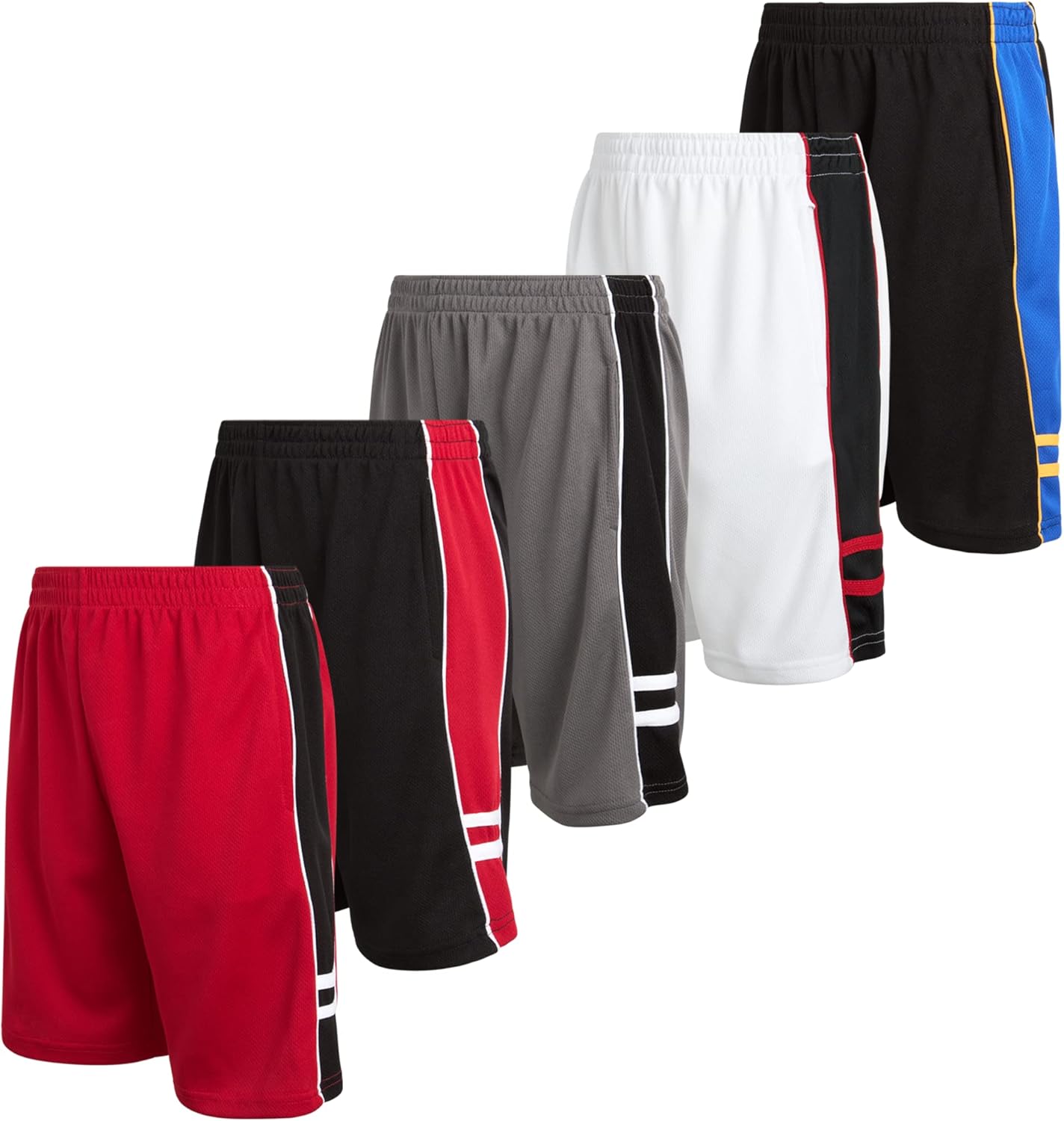 Mad Game Boys Athletic Shorts - 5 Pack Athletic Performance Mesh Running Basketball Shorts for Boys with Pockets (Sizes 8-18) - Image 10