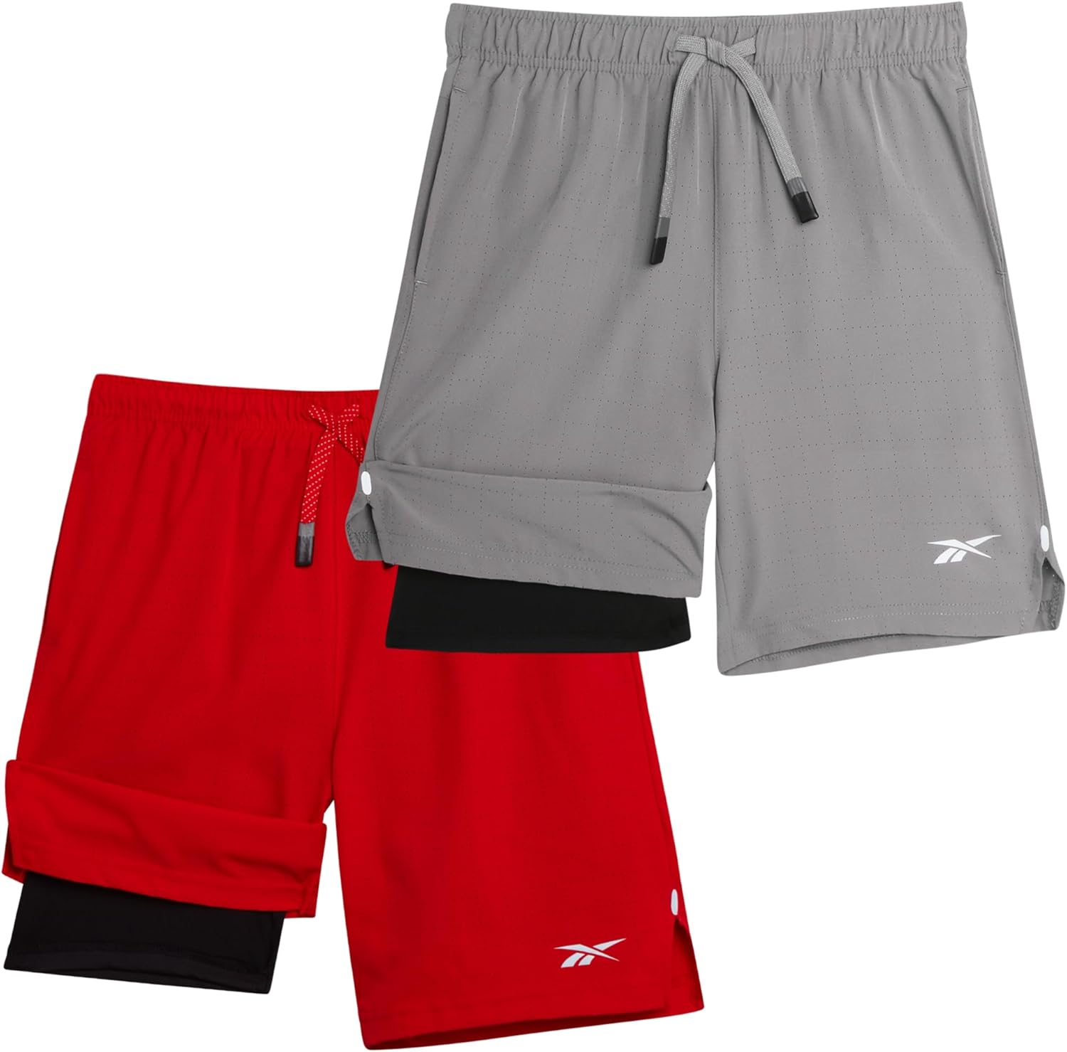 Reebok Boys Athletic Shorts 2 Pack – 2-in-1 Boys Basketball Shorts with Compression Liner – Quick Dry Running Shorts - Image 7