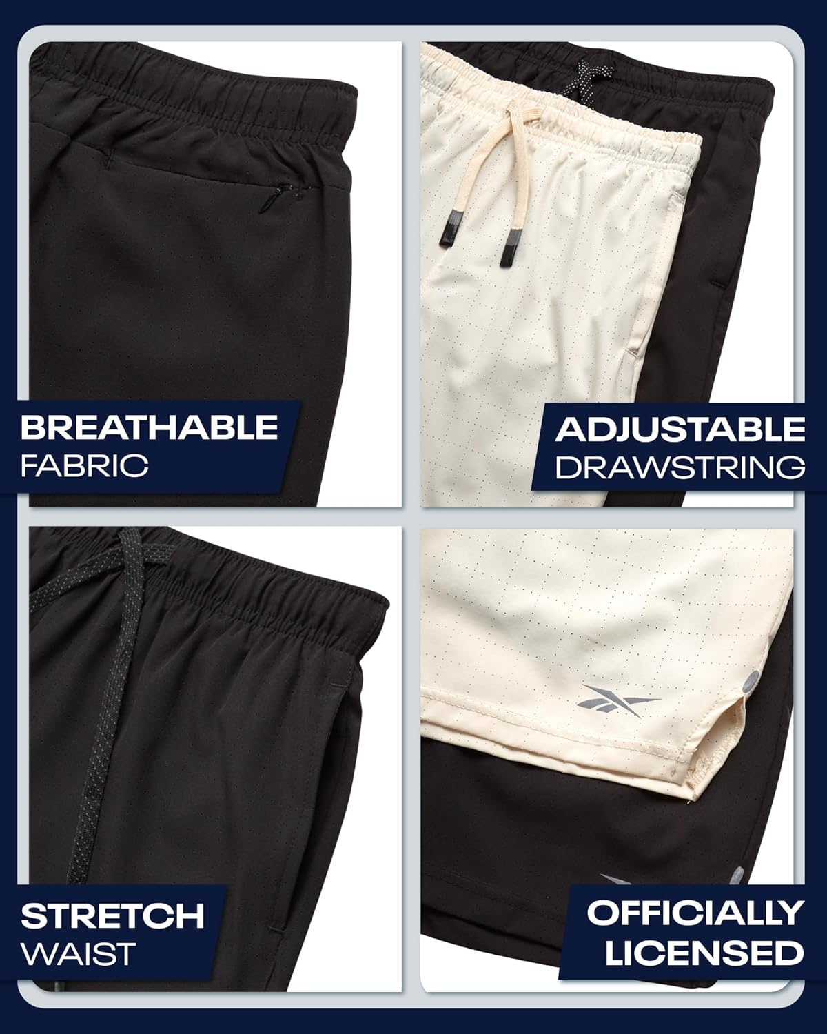 Reebok Boys Athletic Shorts 2 Pack – 2-in-1 Boys Basketball Shorts with Compression Liner – Quick Dry Running Shorts - Image 3