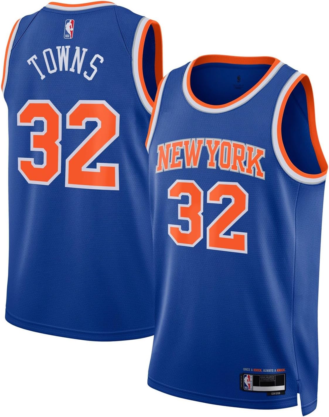 Karl-Anthony Towns New York Knicks NBA Kids Youth 8-20 Blue Icon Edition Swingman Jersey