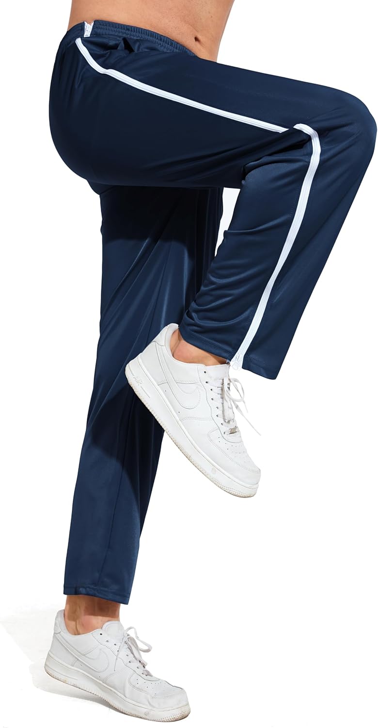 AIFARLD Tear Away Pants for Men Side Zippers Mens Sweatpants with Pockets for Basketball Knee/Leg Post-Surgery - Image 6