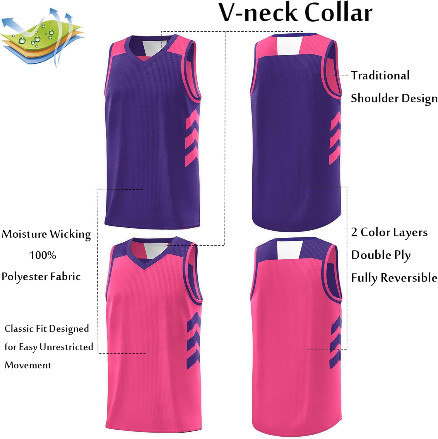 KXK Blank Youth Reversible Basketball Jersey,Sports Athletic Practice Basketball Shirt Clothing for Boys Girls - Image 3