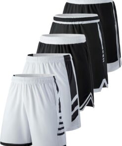 Liberty Imports 5 Pack Men's Quick Dry Athletic Basketball Shorts 9" Inseam with Pockets, Activewear for Workout Gym Running