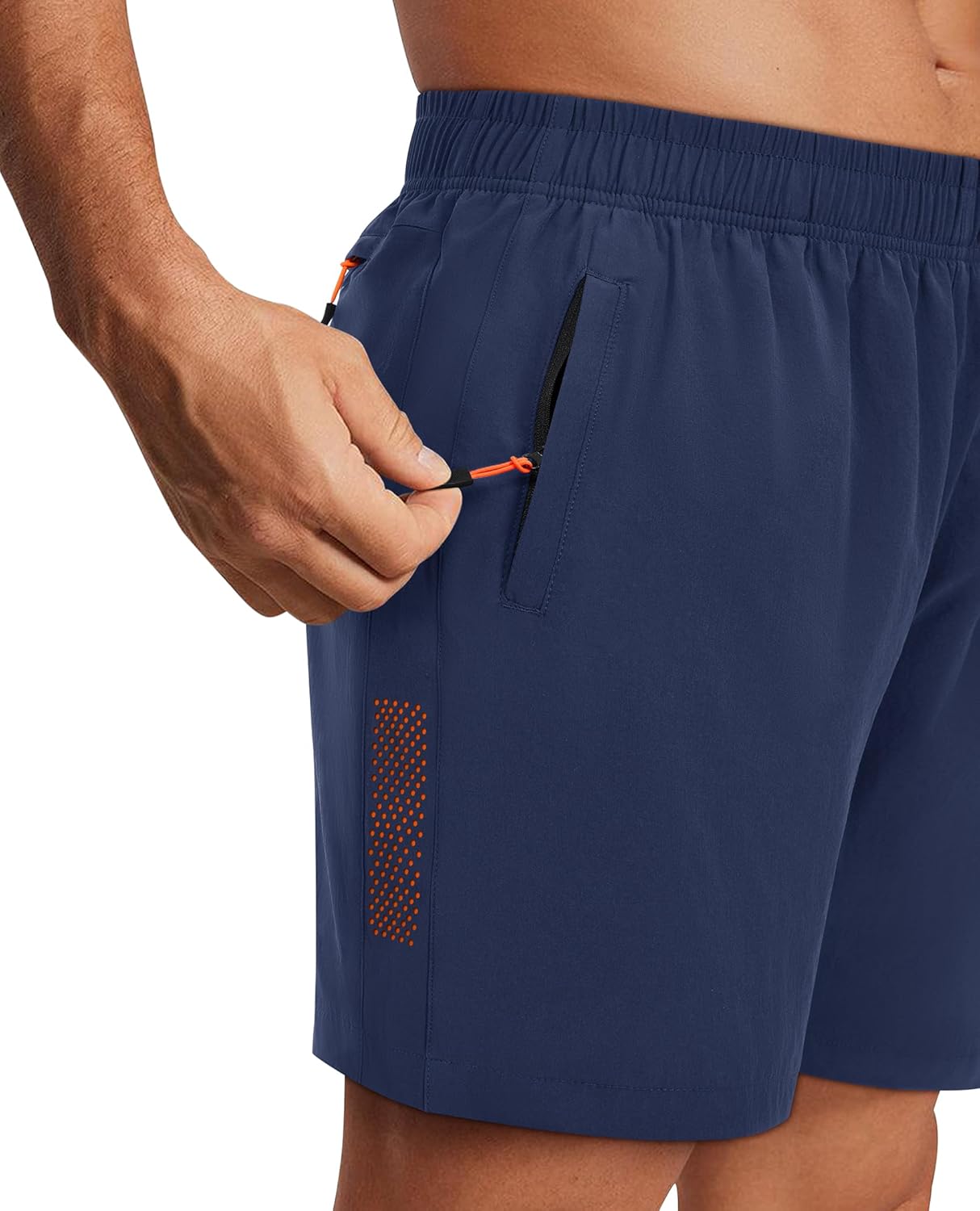 Men's Athletic Running Shorts with Zipper Pockets Quick Dry Drawstring 7" Gym Shorts for Basketball Workout Jogging - Image 4