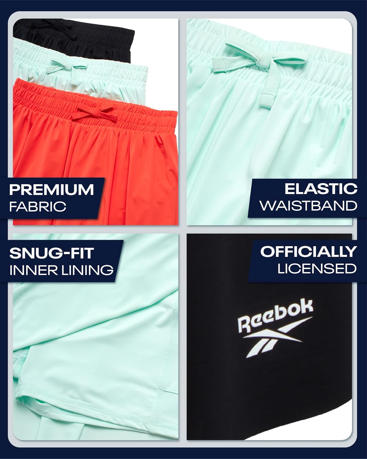 Reebok Girls Athletic Shorts - 3 Pack Lightweight Butterfly Short with Liner - Active Performance Flowy Shorts for Girls - Image 3