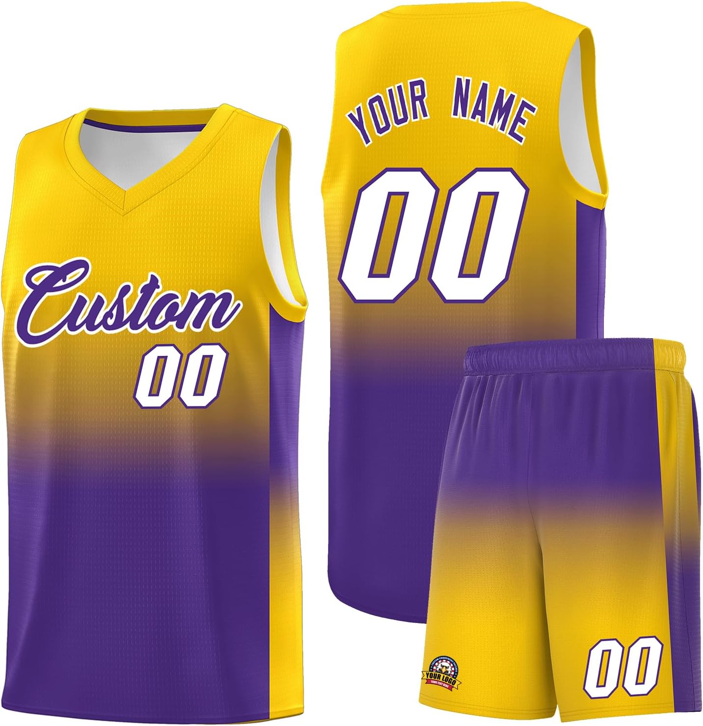 KXK Personalized Gradient Basketball Jersey Shorts Printed Team Jersey with Name Number for Men Youth Basketball Uniform - Image 42