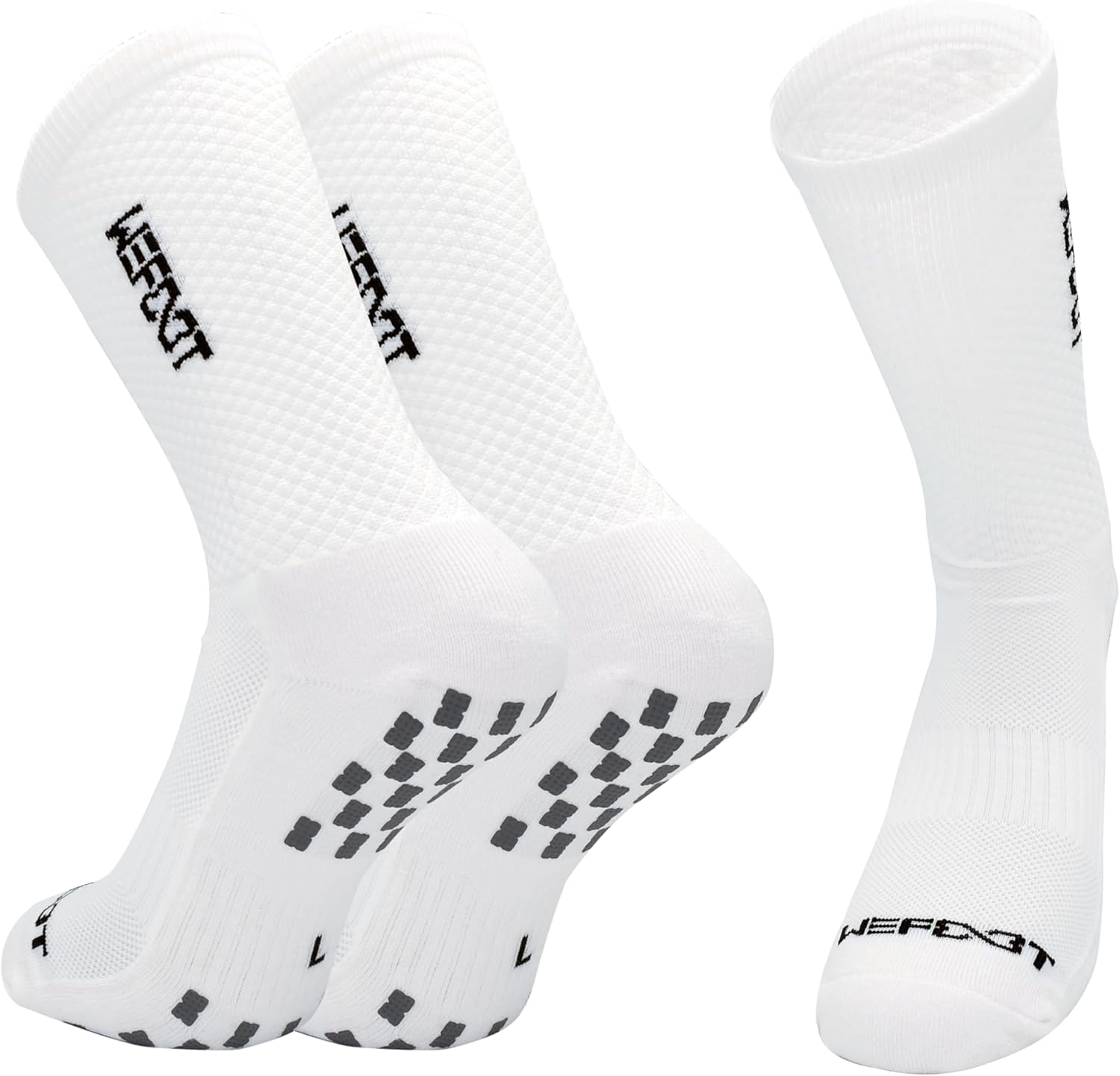 WE FOOT Dual Grip PLUS Crew Sports Socks Anti-Slip Socks for Men Women Soccer Football Futsal Basketball Tennis