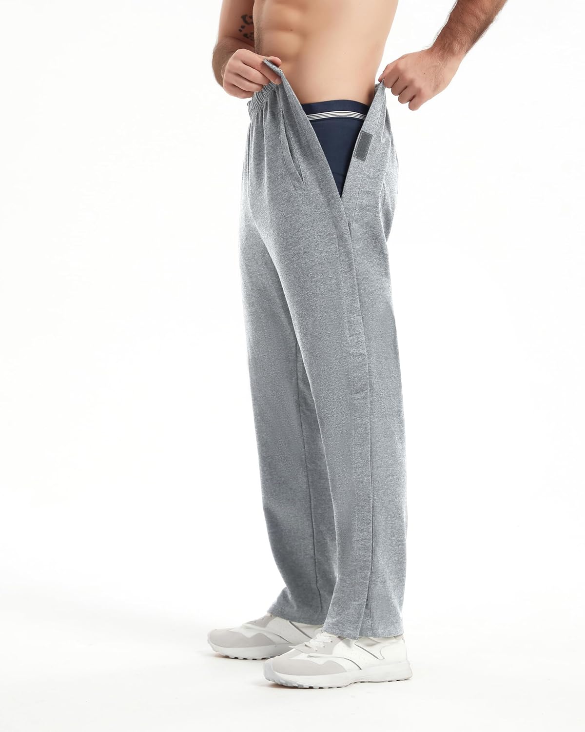 WZIKAI Men's Tear Away Pants Casual Side Snap Open Sweatpants Loose Fit Post Surgery Pants with Pockets - Image 4