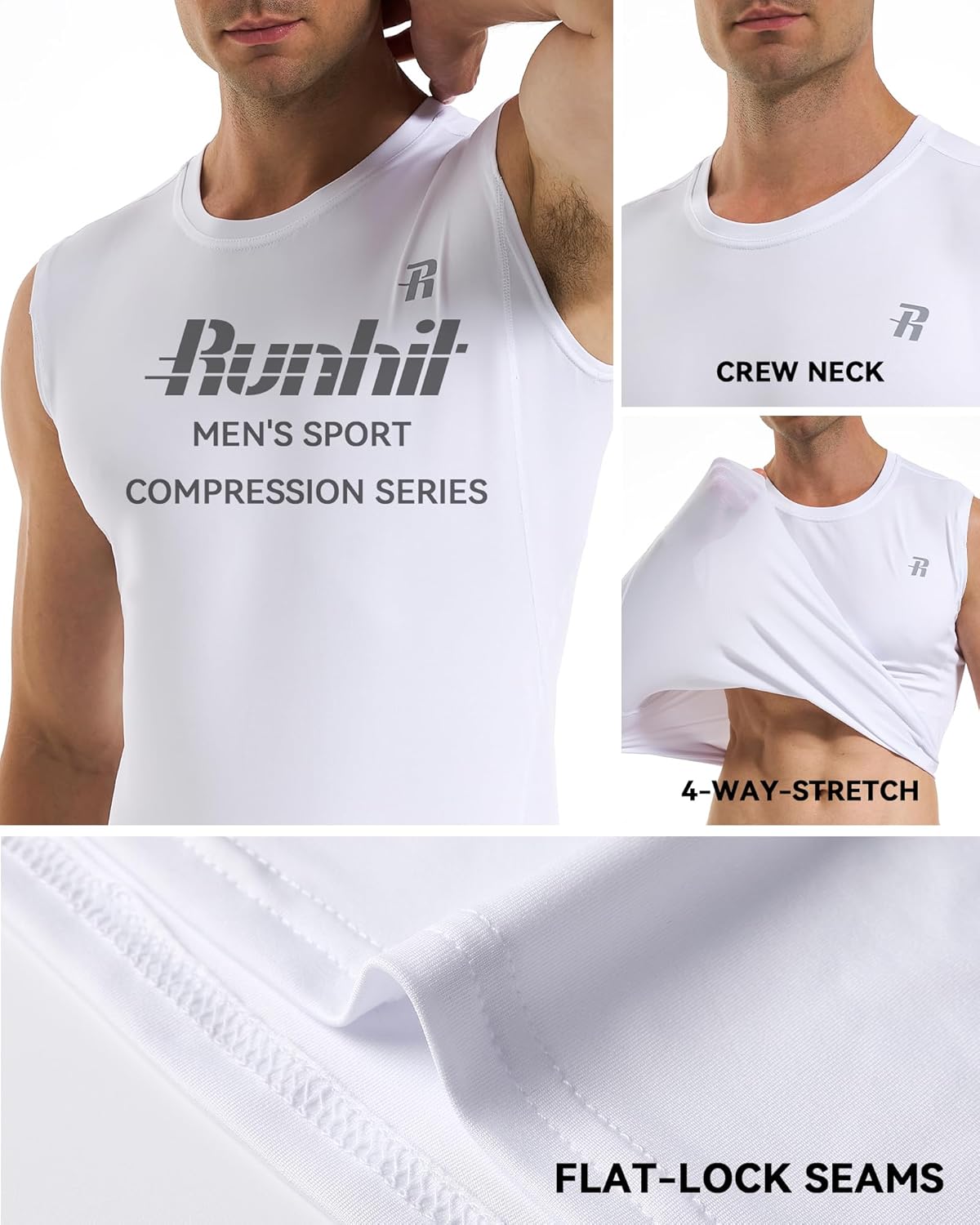 Runhit Sleeveless Compression Shirt Men Tank Top Athletic Muscle Shirts for Men - Image 4