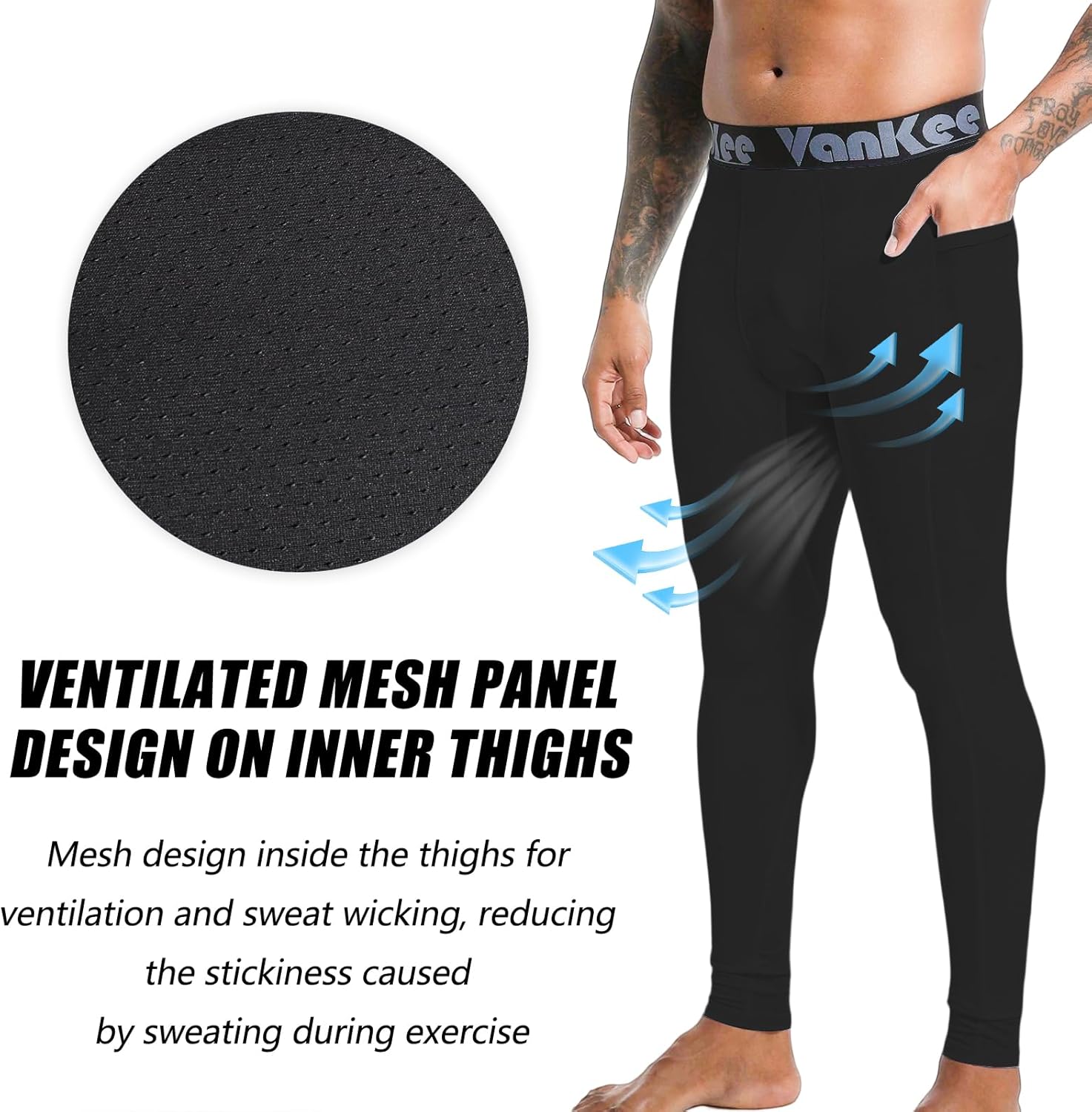 Men's Compression Pants with Pocket Workout Base Layer Athletic Sports Tights Leggings for Yoga Basketball Running Gym - Image 3