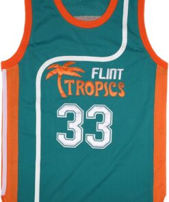 BOROLIN Mens Basketball Jersey #33 Jackie Moon Flint Tropics 90s Movie Shirts