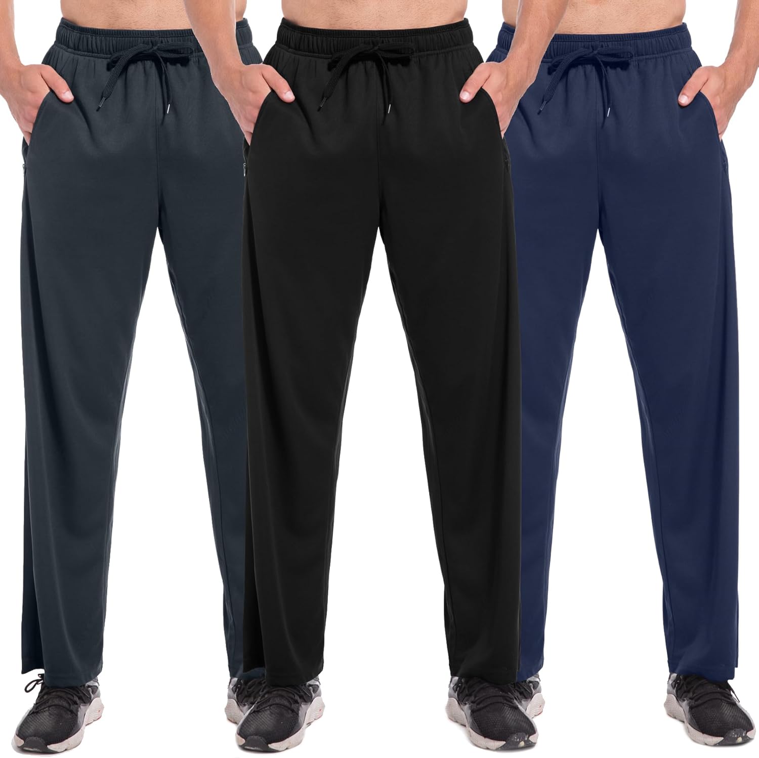 SACUIMAN Mens Sweatpants with Zipper Pockets Open Bottom Athletic Pants for Workout,Running,Training,Jogging,Gym - Image 14