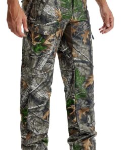 LOOGU Men's Fleece Lined Insulation Camo Hunting Pants Windproof Water-Resistant Softshell Tactical Pants for Men