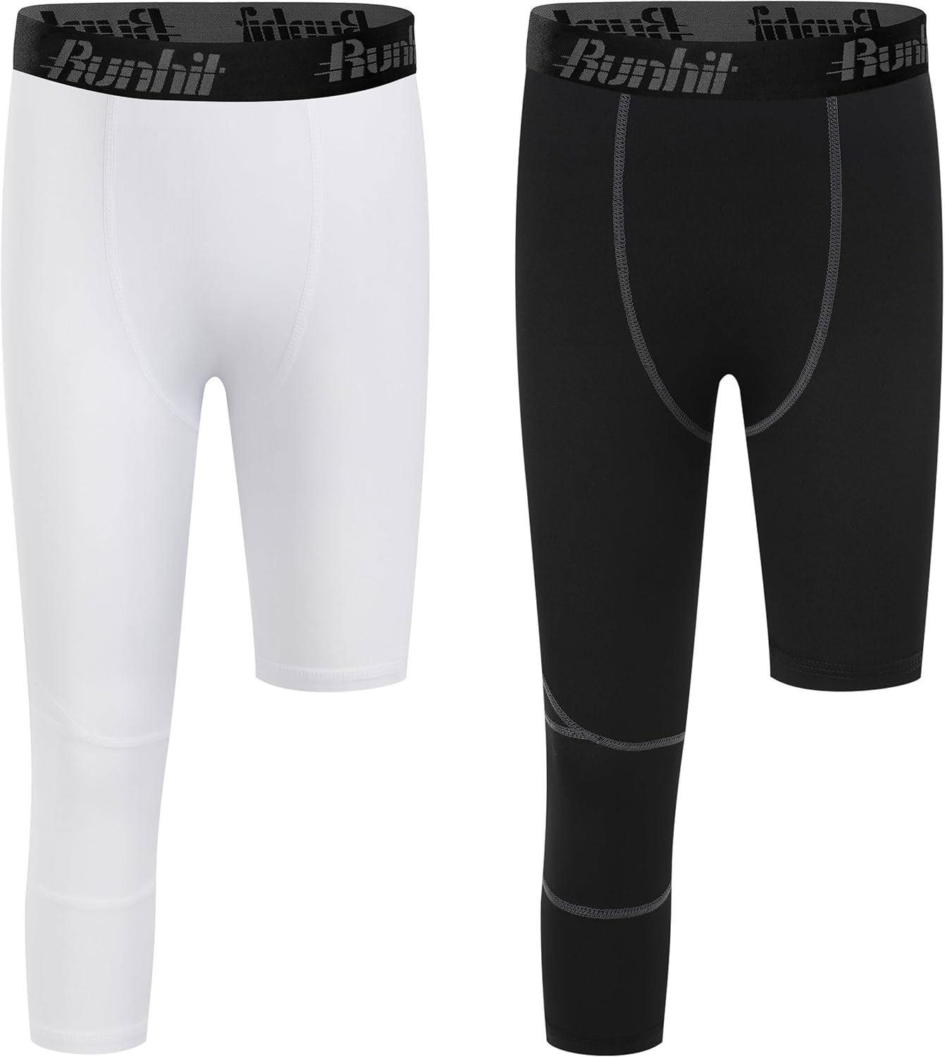 Runhit 3/4 One Leg Boys Compression Leggings,Athletic Tights Basketball Compression Pants,Youth Boys Base Layer Pants - Image 12