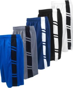 BROOKLYN VERTICAL Boys 5-Pack Athletic Mesh Basketball Shorts with Pockets| Sizes 2T to 18/20