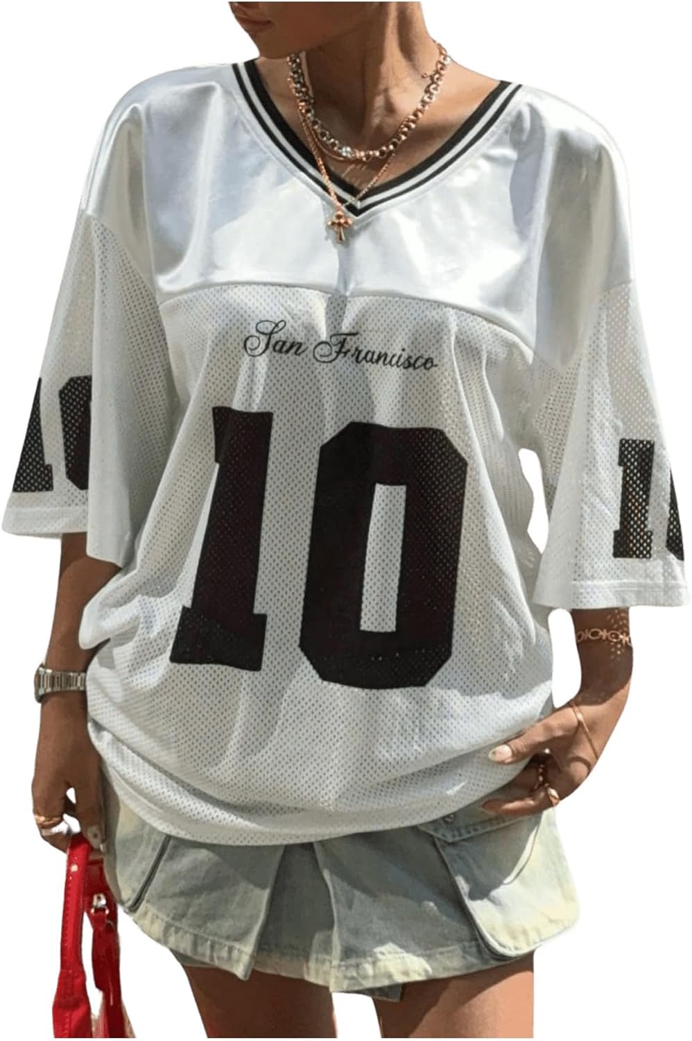 Floerns Women's Camo Print Team Sports T Shirts V Neck Basketball Jersey Tee Shirts - Image 20